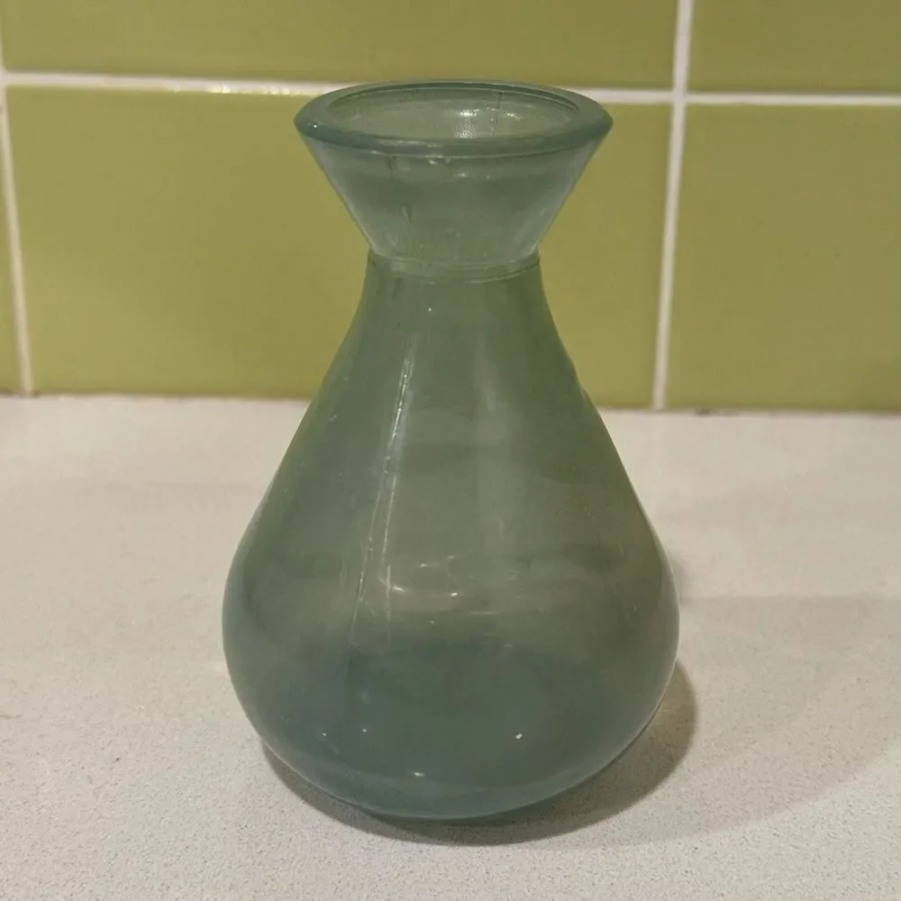 Light Blue Glass Vase — Decorative Home Accent / Flower Vase